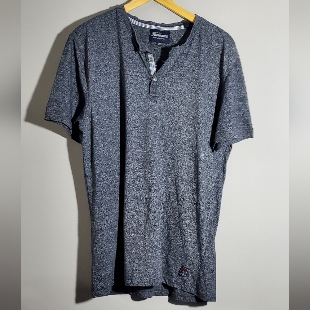 XL Rumors Men's Heathered Gray Henley Short Sleeve T-shirt